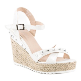 Bello Star Espadrile na klin s rhinestones bijela 1