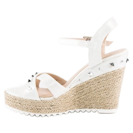 Bello Star Espadrile na klin s rhinestones bijela 2