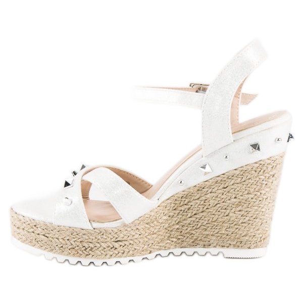 Bello Star Espadrile na klin s rhinestones bijela 2