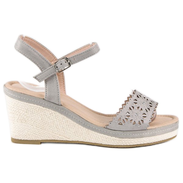 Ideal Shoes Sive espadrile na klin siva 1