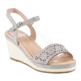 Ideal Shoes Sive espadrile na klin siva 2