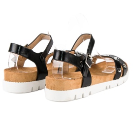 Forever Folie Crne sandale s rhinestones crna 1