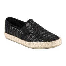 McKey Modne prugaste espadrile crno 1