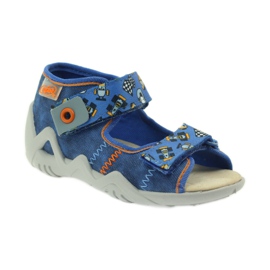 Befado sandale 250p kožni umetak plava naranča 1