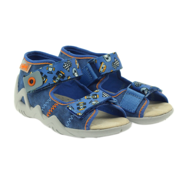 Befado sandale 250p kožni umetak plava naranča 4