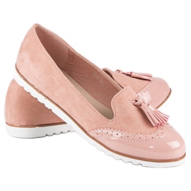 Super Me Ružičaste mokasine s resama ružičasta 2