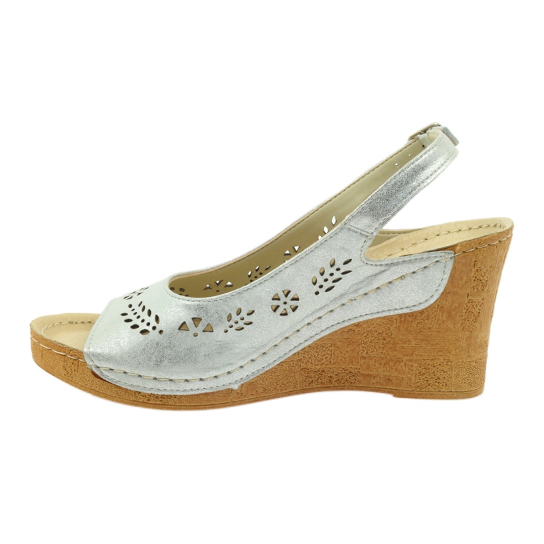 Gregors Ženske metalne kožne sandale za srebrne klinove 709 srebro 2
