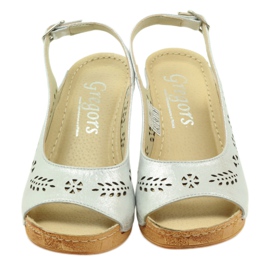 Gregors Ženske metalne kožne sandale za srebrne klinove 709 srebro 4