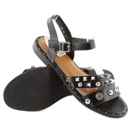 Crne sandale na ravnom potplatu 99-19 crno 1