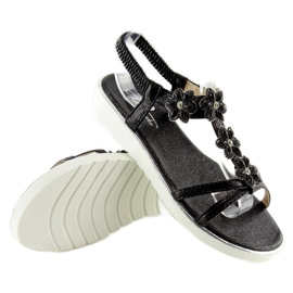 Udobne sandale s cvjetovima crne 127-58 Crna 2