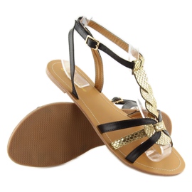 Ženske sandale zlatni sjaj crne 758 crne crna 1