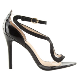 Crne sandale na visoku petu 1443 crne crno 2