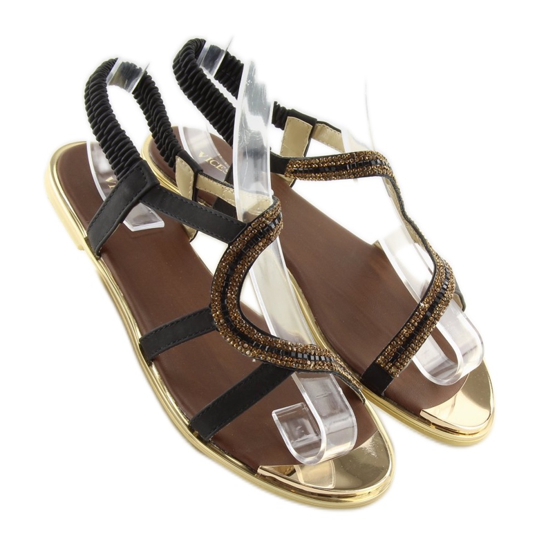 Asimetrične crne sandale 4157 Crna 2