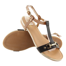 Crne sandale na ravnom potplatu crne 9871 Crna 1