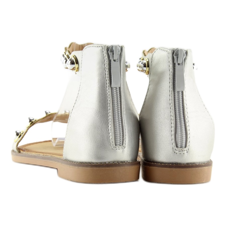 Srebrne sandale na gležnjače VS-376 Srebrna siva 2