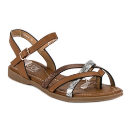 Small Swan Klasične smeđe sandale smeđa siva 1