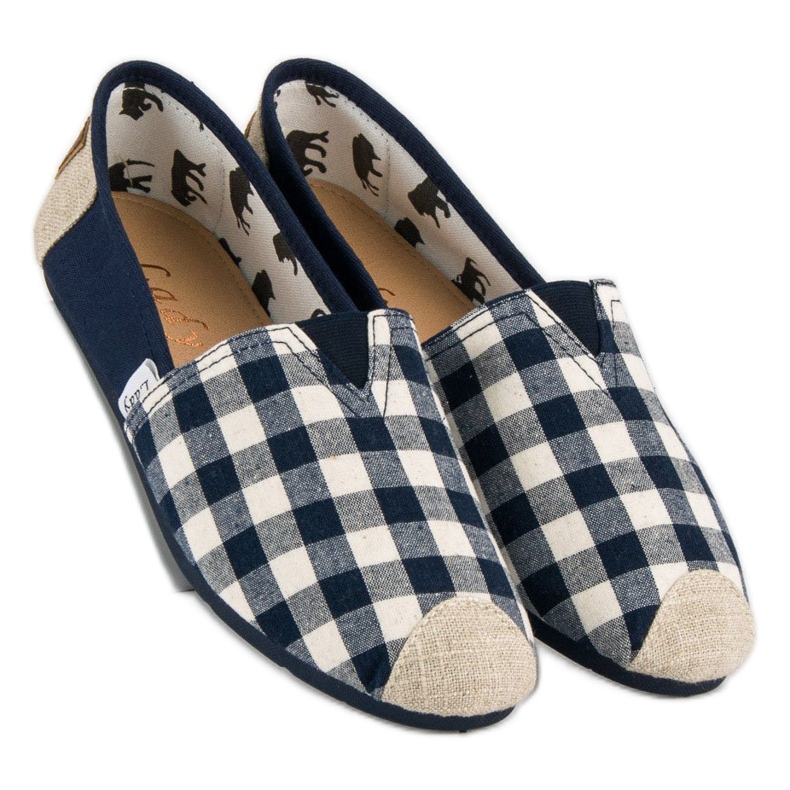 L. Day Mornarskoplavi karirani papuči smeđa tamnoplava 2