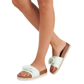 Mint papuče s mašnom zelena 2