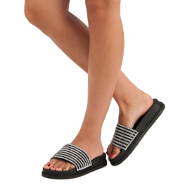 Crne papuče sa kristalima crna 2