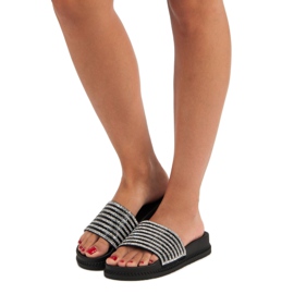 Crne papuče sa kristalima crna 1