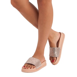 Ružičaste papuče s kristalima ružičasta 2