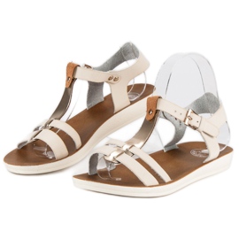 Sandale zakopčane kopčom smeđa žuta boja 2