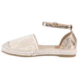 Nio Nio Espadrile od čipke smeđa žuta boja 1