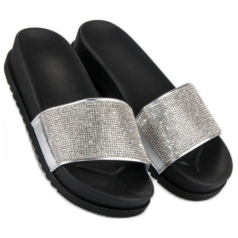 Elegantne srebrne papuče siva 1