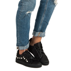 Satenske tenisice s biserima crna 2