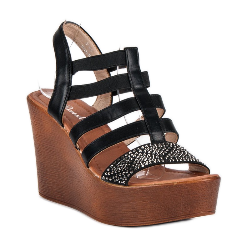 Renda Lagane sandale na klin crna 1