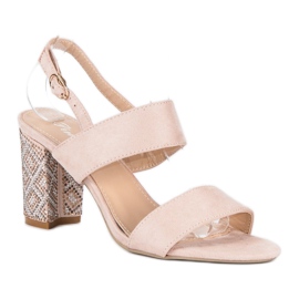 Elegantne sandale s perlama smeđa 1