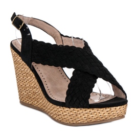 Corina Ležerne sandale na klin crno 1