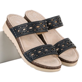 VINCEZA ažurne papuče plava 1