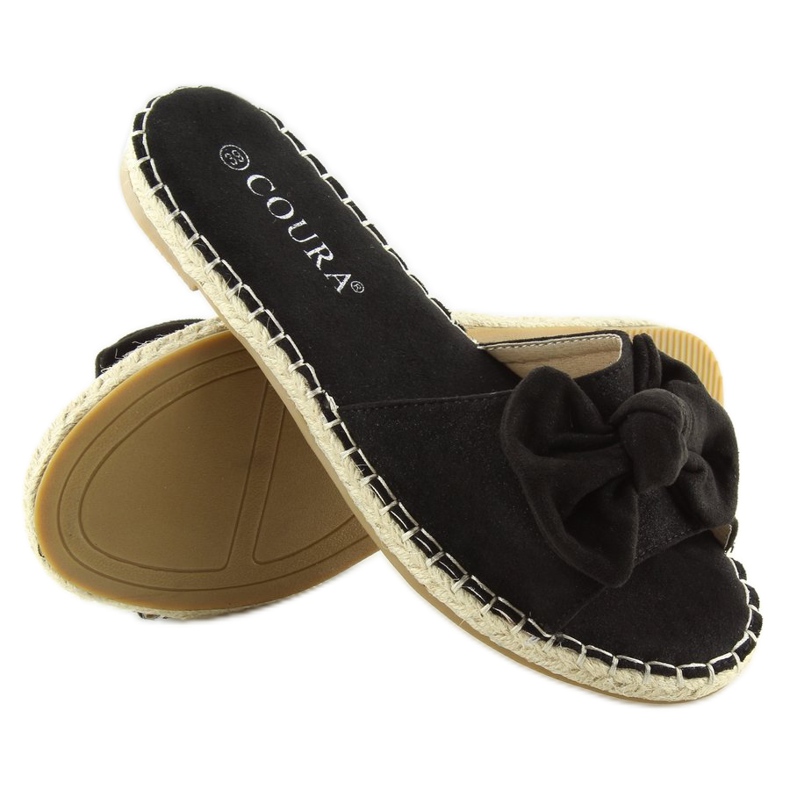 Crne 8758 crne papuče s mašnom crno 2