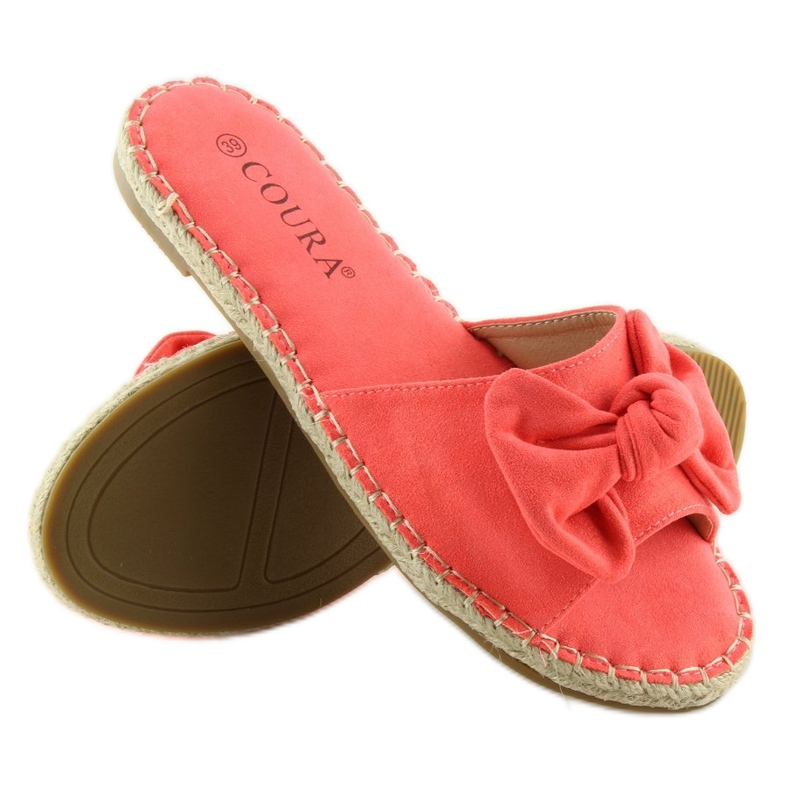 Narančasta 8758 Crvene papuče s mašnom 2