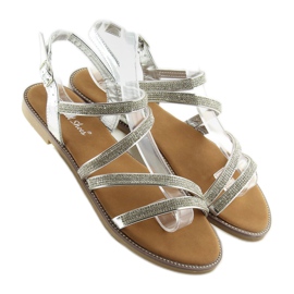 Srebrne sandale sa kubnim cirkonijem K952 srebrom siva 2