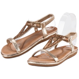 Marquiz Zlatne ravne sandale s gumicom zlatni 2