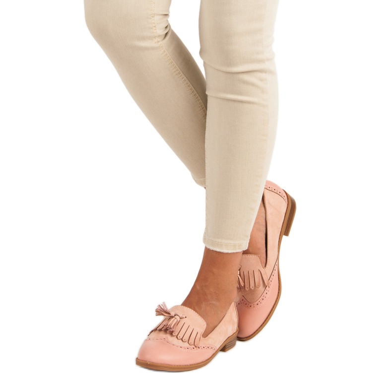 SDS Ružičaste mokasinke s resama ružičasta 2