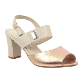 M.Daszyński Kožne sandale Daszyński SA107 bež ružičasta 1