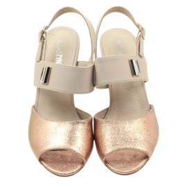 M.Daszyński Kožne sandale Daszyński SA107 bež ružičasta 3