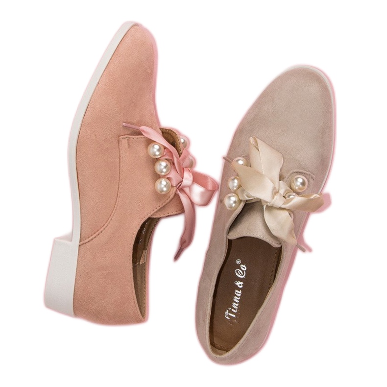 Tina&Co Vezani brogovi s biserima smeđa 1