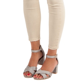 SDS Sandale od antilopa na stupicu siva 1