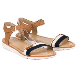 Laura Mode Tekstilne ravne sandale smeđa 1