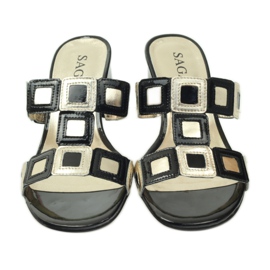 Crno-zlatne Sagan papuče crna žuta boja 4