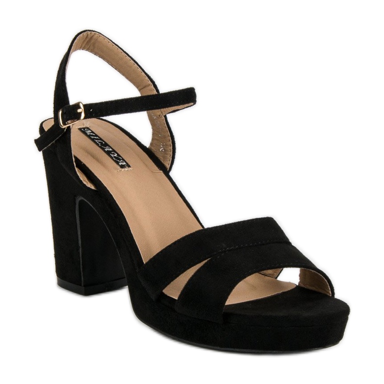 Milaya Modne sandale na visoku petu crna 1