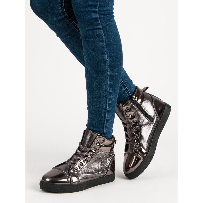 Lakirane tenisice iznad gležnja siva višebojan 1