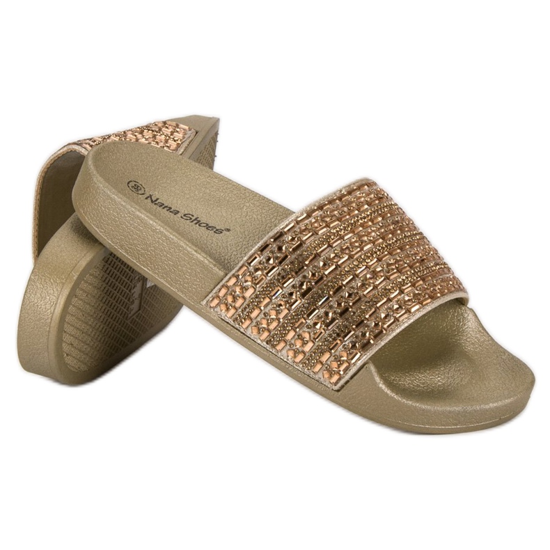 Elegantne zlatne papuče zlatni 2