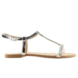 Srebrne sandale sa kubnim cirkonijem SY644 srebra siva 2