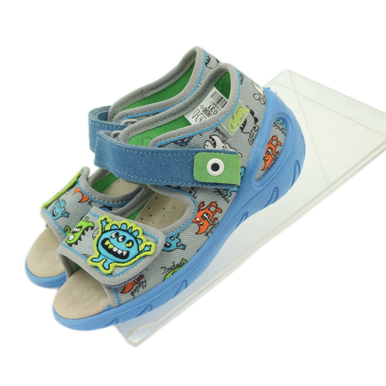 Sandale kožni umetak Befado 433P plava naranča siva 4