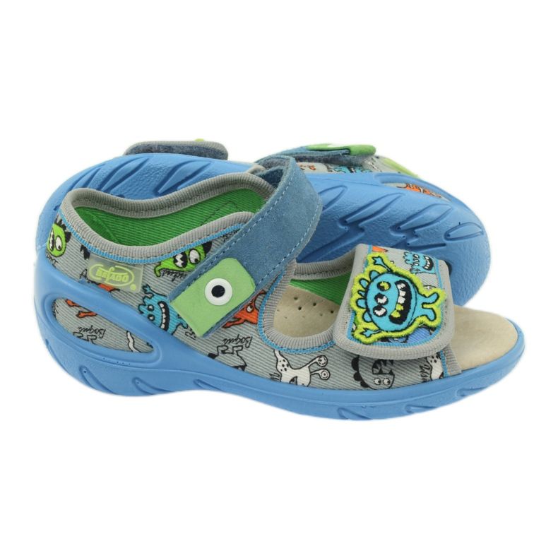 Sandale kožni umetak Befado 433P plava narančasta siva 3